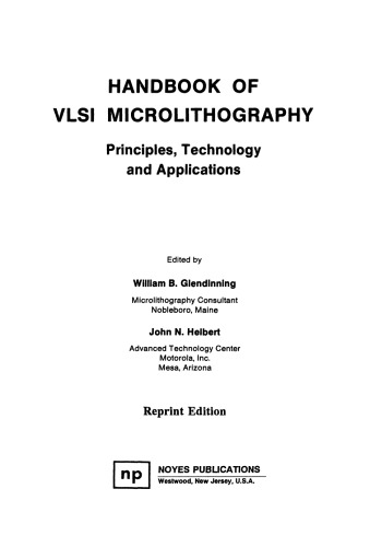 Handbook of Vlsi Microlithography. Principles, Technology and Applications
