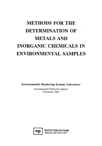 Methods for the Determination of Metals in Environmental Samples