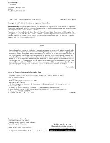 Consultative Hemostasis and Thrombosis