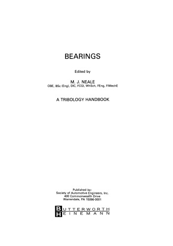 Bearings. A Tribology Handbook
