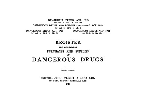 Register for Recording Purchases and Supplies of Dangerous Drugs