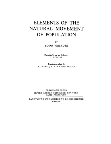 Elements of the Natural Movement of Population