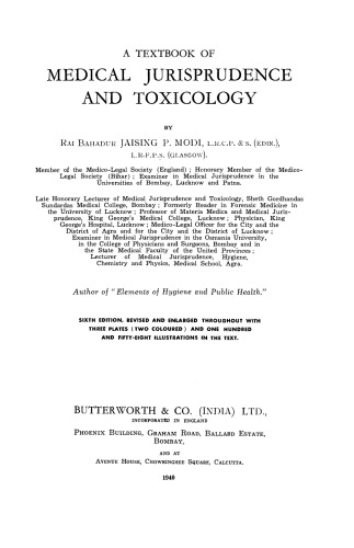 A Textbook of Medical Jurisprudence and Toxicology