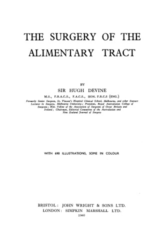 The Surgery of the Alimentary Tract