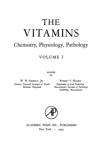 The Vitamins. Chemistry, Physiology, Pathology