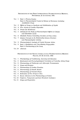 Pharmacology of Conditioning, Learning and Retention. Proceedings of the Second International Pharmacological Meeting