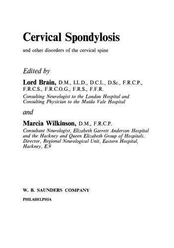Cervical Spondylosis and Other Disorders of the Cervical Spine