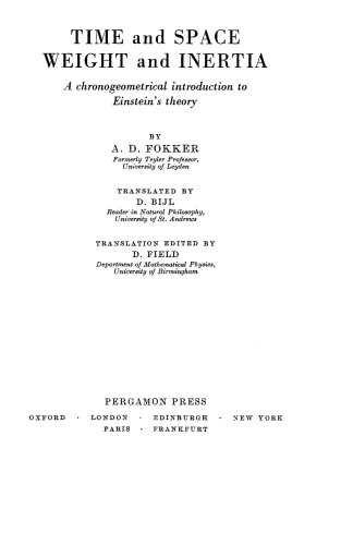 Time and Space Weight and Inertia. A Chronogeometrical Introduction to Einstein's Theory