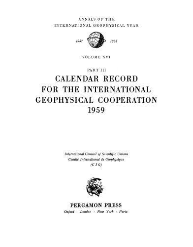 Calendar Record for the International Geophysical Cooperation 1959