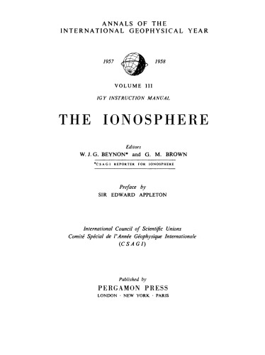 The Ionosphere. IGY Instruction Manual