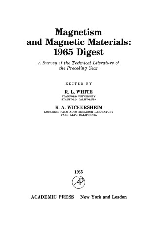 Magnetism and Magnetic Materials. 1965 Digest