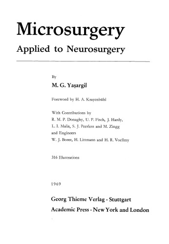 Microsurgery. Applied to Neurosurgery