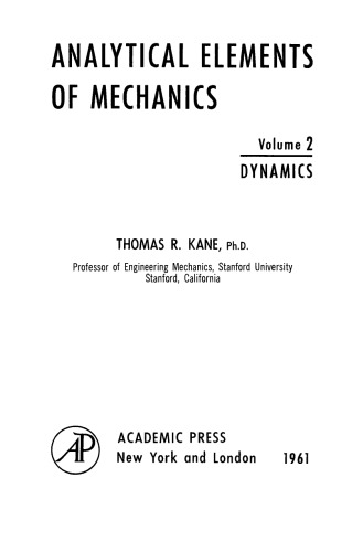 Analytical Elements of Mechanics. Dynamics
