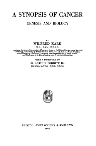 A Synopsis of Cancer. Genesis and Biology