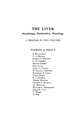 The Liver. Morphology, Biochemistry, Physiology
