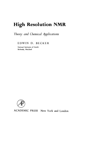 High Resolution NMR. Theory and Chemical Applications