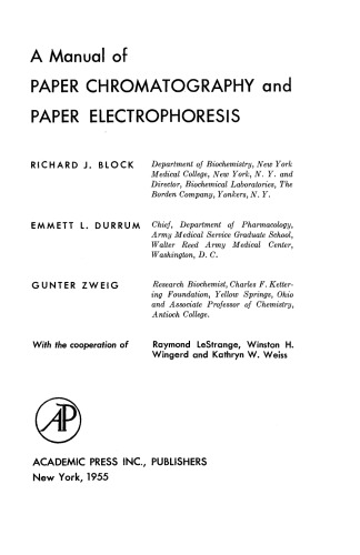 A Manual of Paper Chromatography and Paper Electrophoresis