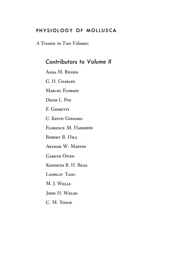 Physiology of Mollusca. Volume II