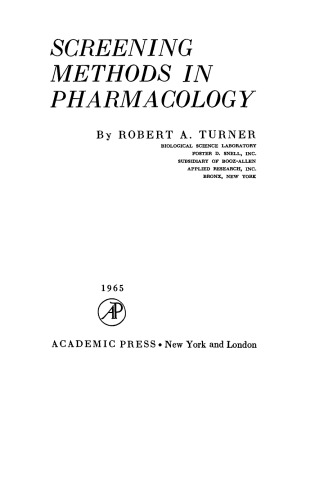 Screening Methods in Pharmacology