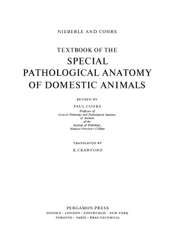 Textbook of Special Pathological Anatomy of Domestic Animals