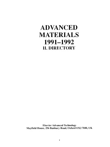 Advanced Materials 1991–1992. II. Directory