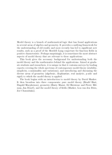 Model theory, algebra, and geometry