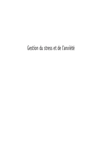 Gestion du stress et de l'anxiété