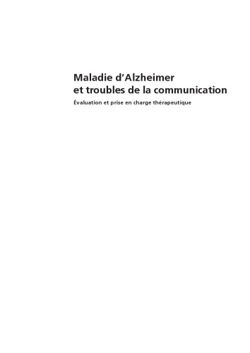 Maladie d'Alzheimer et troubles de la communication