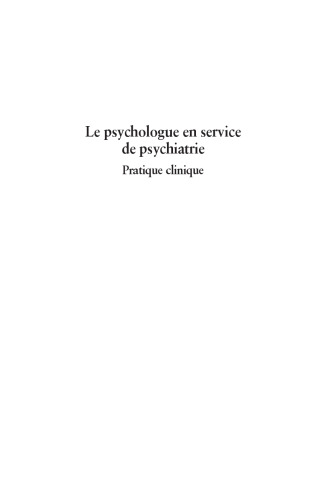 Le psychologue en service de psychiatrie