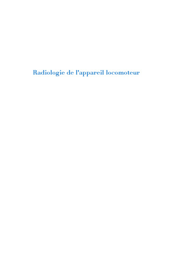 Radiologie De L'appareil Locomoteur