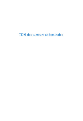 TDM des tumeurs abdominales