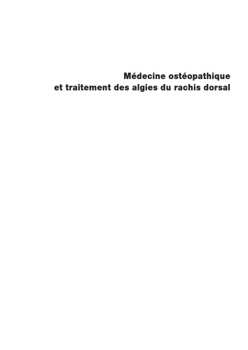 Médecine Ostéopathique et Traitement des Algies du Rachis Dorsal