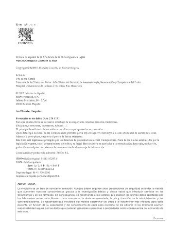 Wall y Melzack. Tratado del Dolor
