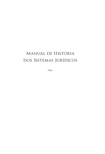 Manual De História Dos Sistemas Jurídicos
