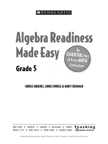 Algebra Readiness Made Easy: Grade 3