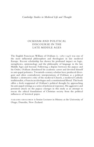 Ockham and Political Discourse in the Late Middle Ages