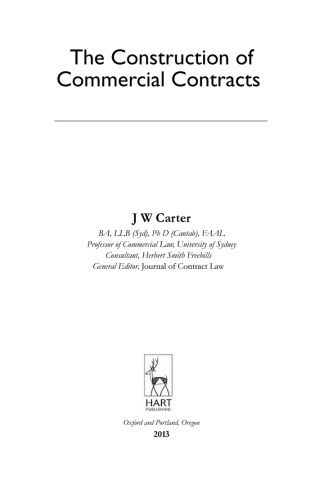 The Construction of Commercial Contracts