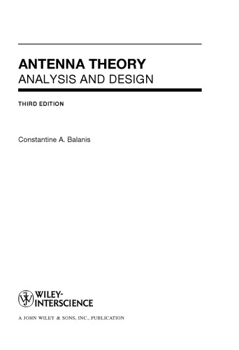 Antenna Theory: Analysis and Design, 3rd Edition