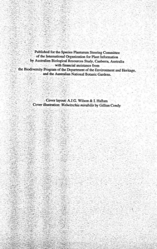 Species plantarum : flora of the world. Part 3, Welwitschiaceae