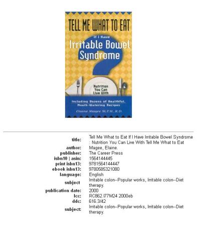 Tell Me What to Eat If I Have Irritable Bowel Syndrome: Nutrition You Can Live With