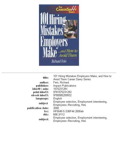 101 Hiring Mistakes Employers Make...and How to Avoid Them