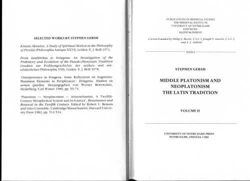 Middle Platonism and Neoplatonism The Latin Tradition