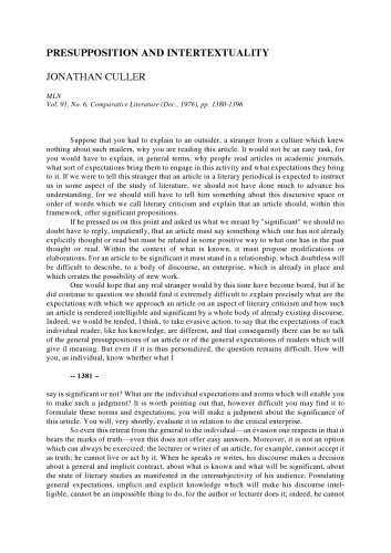 Presupposition and Intertextuality