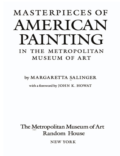 Masterpieces of American Painting in the Metropolitan Museum of Art