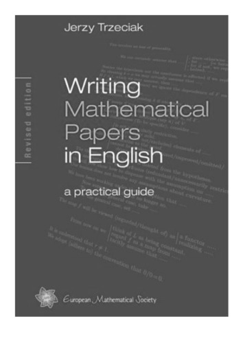 Writing Mathematical Papers in English: A Practical Guide