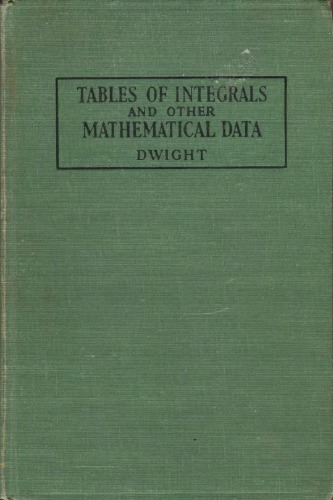Tables of integrals and other mathematical data