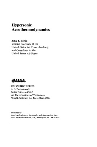 Hypersonic aerothermodynamics