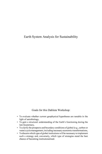 Earth system analysis for sustainability