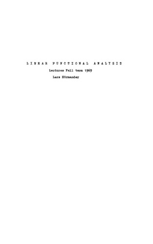 Linear functional analysis