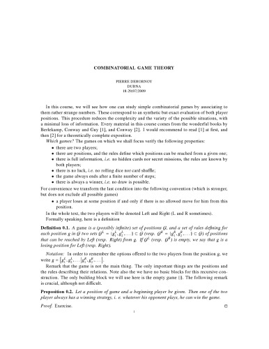 Combinatorial game theory (after Berlekamp, Conway & Guy)